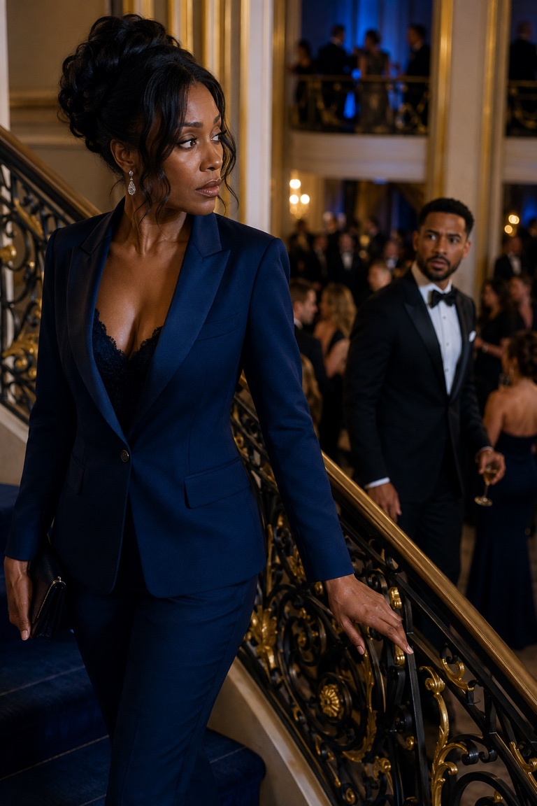 A story preview showing two people noticing each other at a formal event